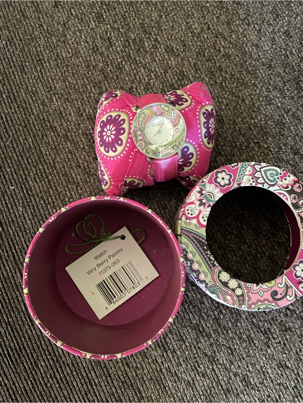 Vera Bradley Very Berry Paisley pink watch with box need battery